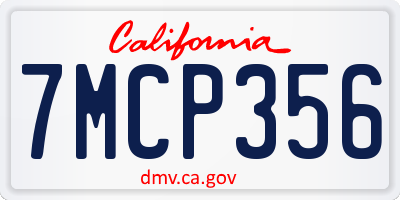 CA license plate 7MCP356
