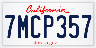 CA license plate 7MCP357