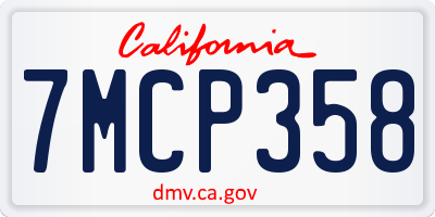 CA license plate 7MCP358