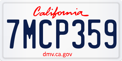 CA license plate 7MCP359