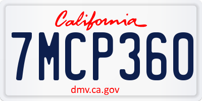 CA license plate 7MCP360