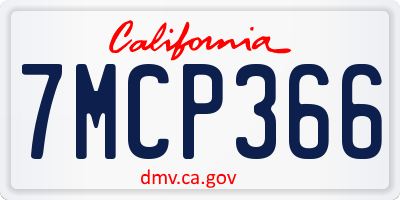 CA license plate 7MCP366