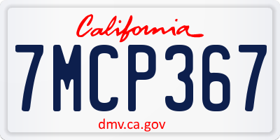 CA license plate 7MCP367