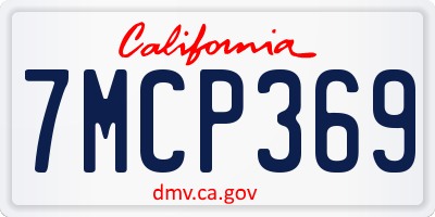 CA license plate 7MCP369