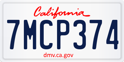 CA license plate 7MCP374