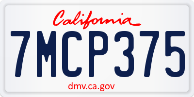 CA license plate 7MCP375