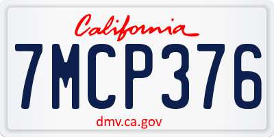CA license plate 7MCP376
