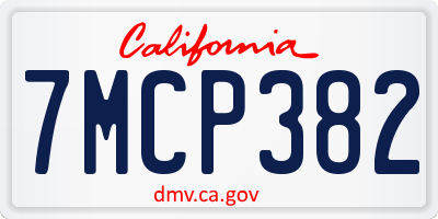 CA license plate 7MCP382