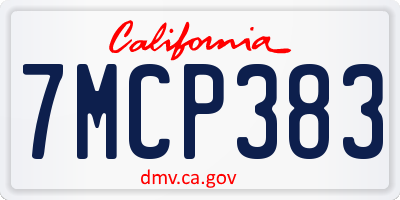 CA license plate 7MCP383