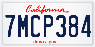 CA license plate 7MCP384