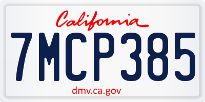 CA license plate 7MCP385