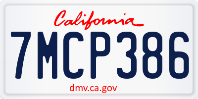 CA license plate 7MCP386