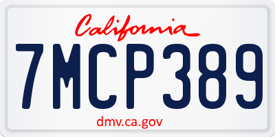 CA license plate 7MCP389