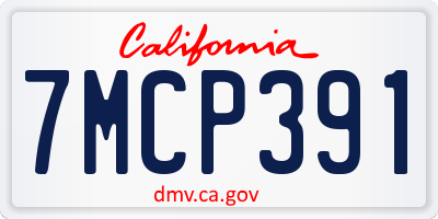 CA license plate 7MCP391