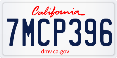 CA license plate 7MCP396