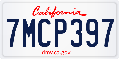 CA license plate 7MCP397