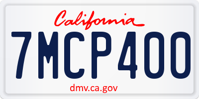 CA license plate 7MCP400