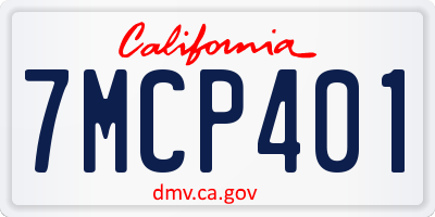 CA license plate 7MCP401