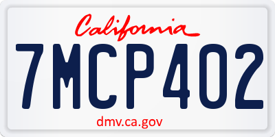 CA license plate 7MCP402