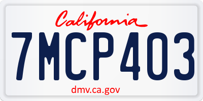 CA license plate 7MCP403