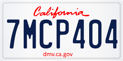 CA license plate 7MCP404