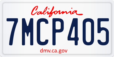 CA license plate 7MCP405