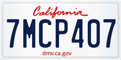 CA license plate 7MCP407