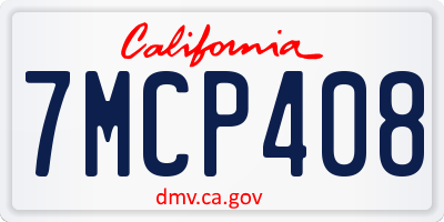 CA license plate 7MCP408