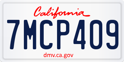CA license plate 7MCP409