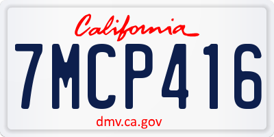 CA license plate 7MCP416