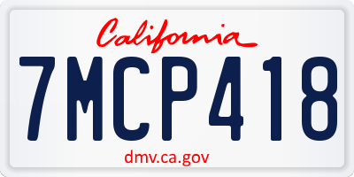 CA license plate 7MCP418