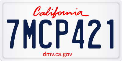 CA license plate 7MCP421