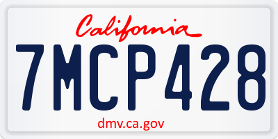 CA license plate 7MCP428