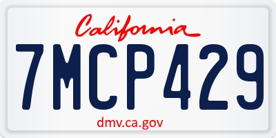 CA license plate 7MCP429