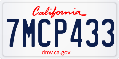 CA license plate 7MCP433