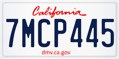 CA license plate 7MCP445