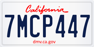 CA license plate 7MCP447