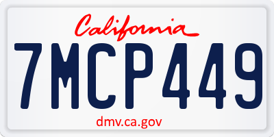 CA license plate 7MCP449