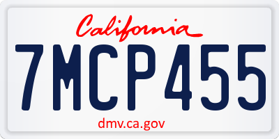 CA license plate 7MCP455
