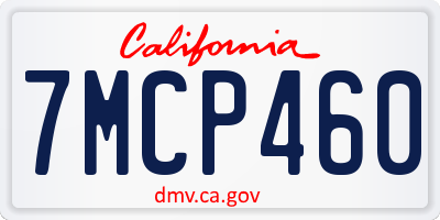 CA license plate 7MCP460