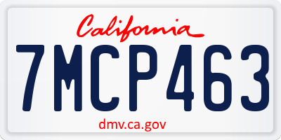 CA license plate 7MCP463