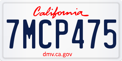 CA license plate 7MCP475
