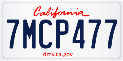 CA license plate 7MCP477