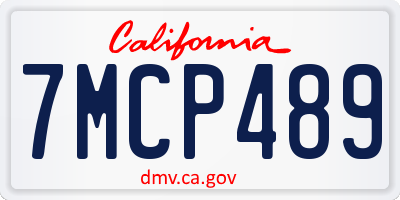 CA license plate 7MCP489
