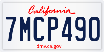 CA license plate 7MCP490