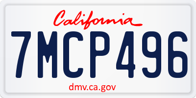 CA license plate 7MCP496