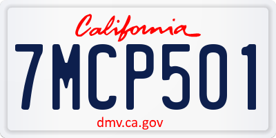 CA license plate 7MCP501