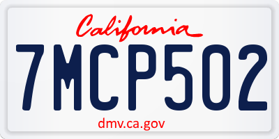 CA license plate 7MCP502