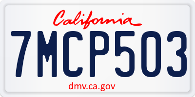 CA license plate 7MCP503