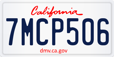 CA license plate 7MCP506